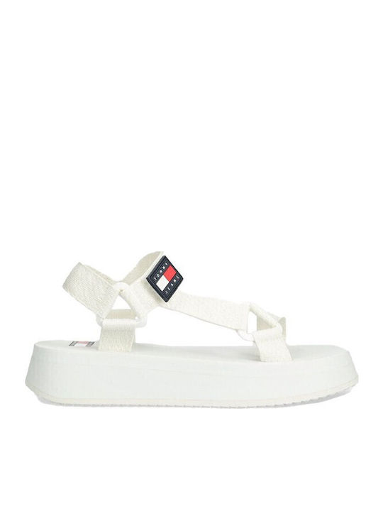 Flache Sandalen für Damen mit Riemen Flatforms in Weiß Farbe