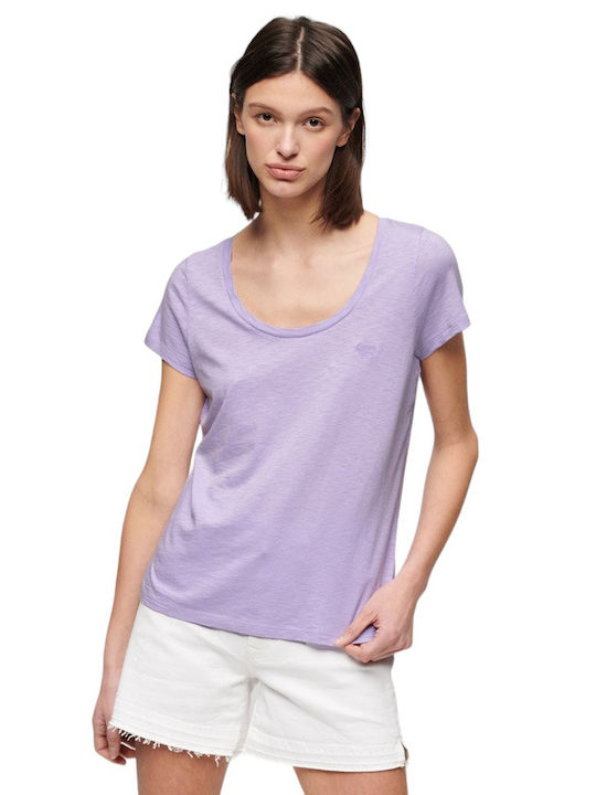 Superdry W D1 Stud Scoop Neck Damen T-Shirt Purple