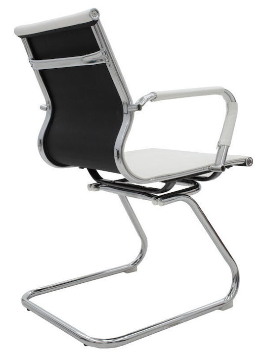 Chair Visitor Valter with Arms in White Color 55.5x52x95.5cm 1pcs