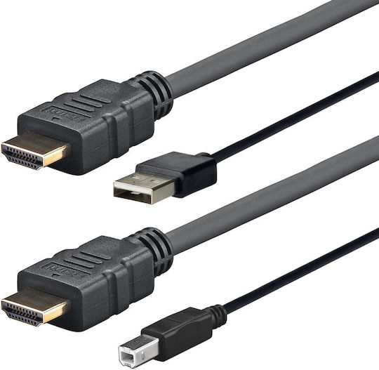 Vivolink Cable HDMI male - HDMI male / USB-A male 3m Μαύρο