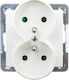 Ospel Impresja Double Walled Power Socket Ecru