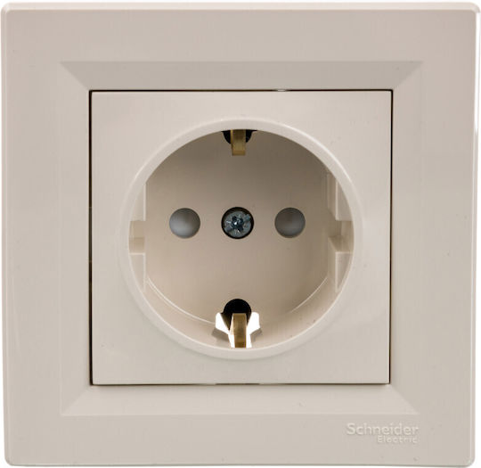 Schneider Electric Μονή Χωνευτή Πρίζα Ρεύματος Εκρού