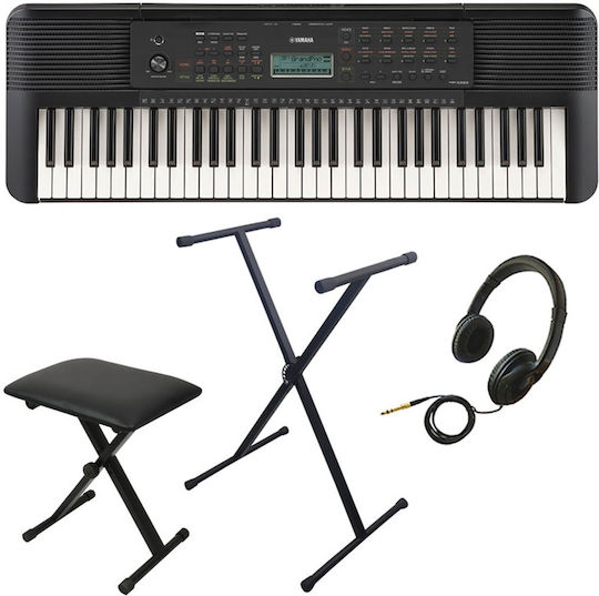 Yamaha Tastatur PSR-E283 mit 61 Tasten Standard Berührung mit Ständer, Kopfhörer und Hocker Schwarz Home Bundle II