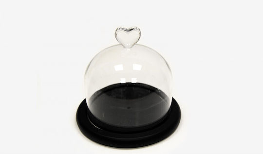 Kuchenständer Glas mit Deckel & Fuß Schwarz 12x10cm