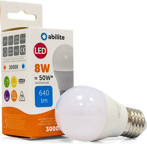 Λάμπα LED 8W για Ντουί E27 και Σχήμα G45 Θερμό Λευκό 640lm