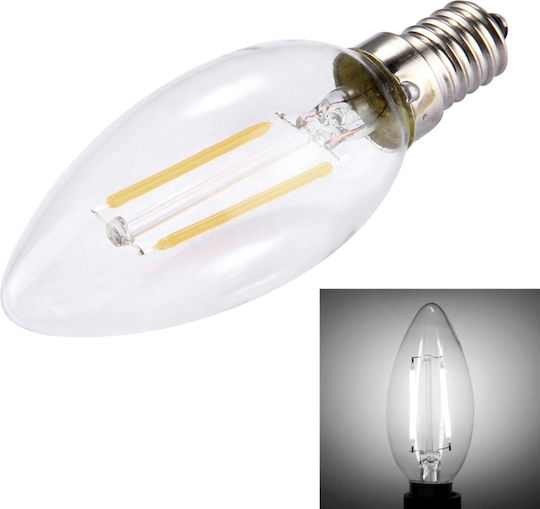 LED крушка 2W за фасунга E14 и форма C35 Регулируемо бяло 150лм Димируем
