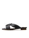 Leder Flache Sandalen für Damen in Schwarz Farbe