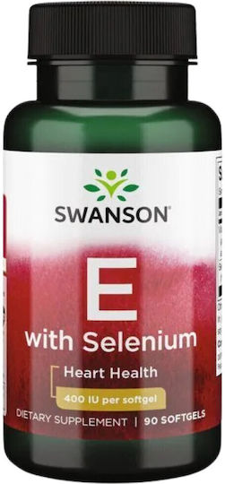 Swanson E with Selenium Βιταμίνη για τo Δέρμα & Αντιοξειδωτική δράση 400iu 90 μαλακές κάψουλες