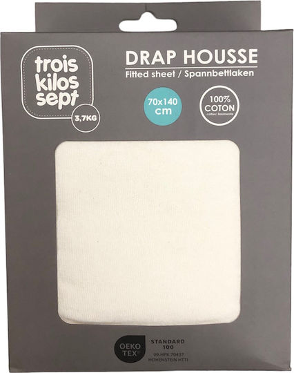 Trois Kilos Sept Baby Sheet Crib Flannel Fitted Ecru Ecru 140x70cm