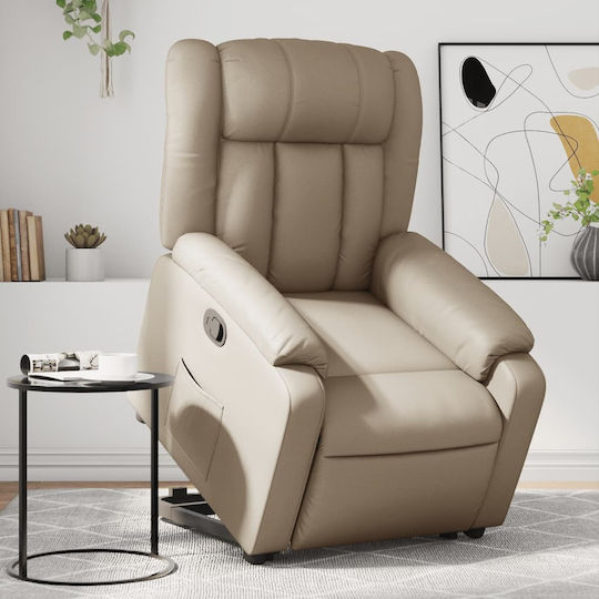 Fotoliu Relax cu Puf din Piele Ecologică Cappuccino 78x92x98cm