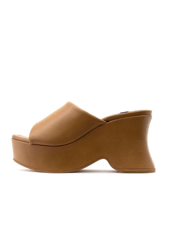 Angel Alarcon Chunky Heel Leather Mules Brown