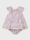 Kinderkleid Ärmellos Satin Set mit Unterhose Polka Dot Pink