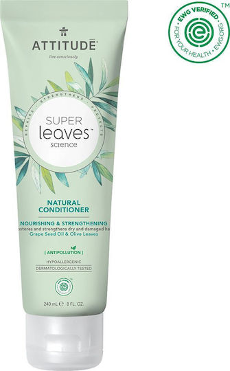 Attitude Super Leaves Conditioner Αναδόμησης/Θρέψης with Grape Seed Oil and Olive Liscmi 240ml