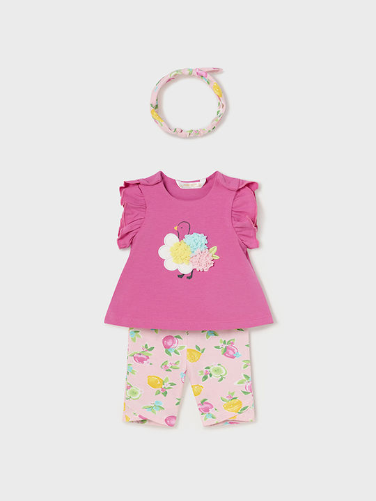 Mayoral Kids Set with Leggings Summer 3pcs Pink