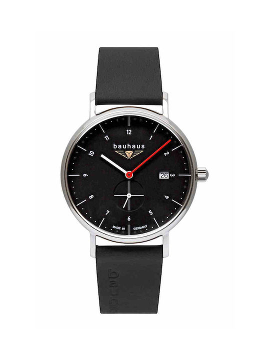 Bauhaus Watch Battery with Black Leather Strap