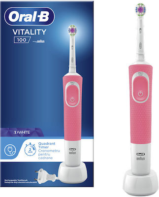 Oral-B Vitality 100 3D White Periuță de dinți electrică cu cronometru Roz