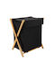 Aria Trade Laundry Basket Wooden Folding with Cap 35x46x35cm Black