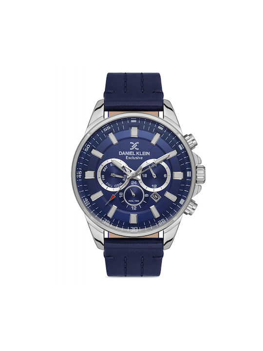 Daniel Klein Watch Battery with Blue Leather Strap