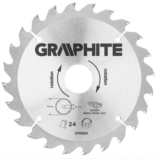 Graphite Schneidscheibe Holz mit 24 Zähnen 165mm 24Stück