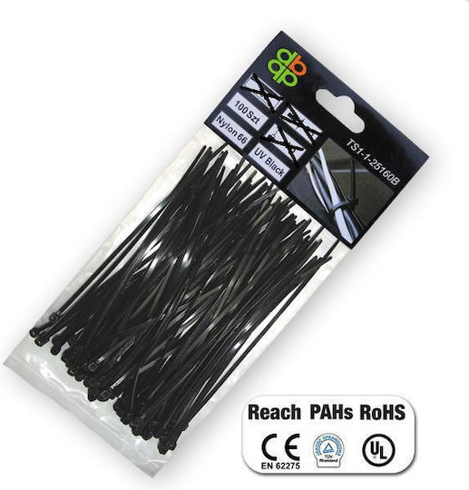 Bradas Plastic Cable Ties 250mmx4.8mm In Black Colour 100 Pieces