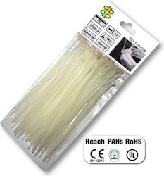 Bradas Plastic Cable Ties 250mmx4.8mm In White Colour 100pcs