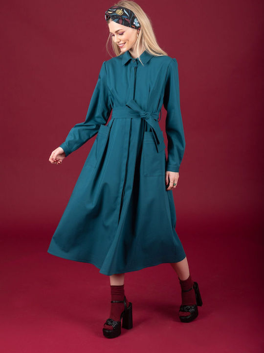 Chaton Maxi Shirt Dress Dress Petrol