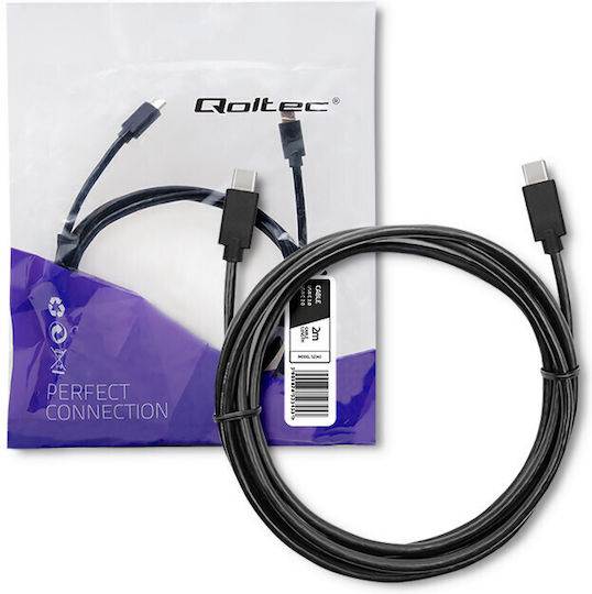 Qoltec USB 2.0 Cablu USB-C bărbătesc - USB-C de sex masculin Negru 2m (52345)