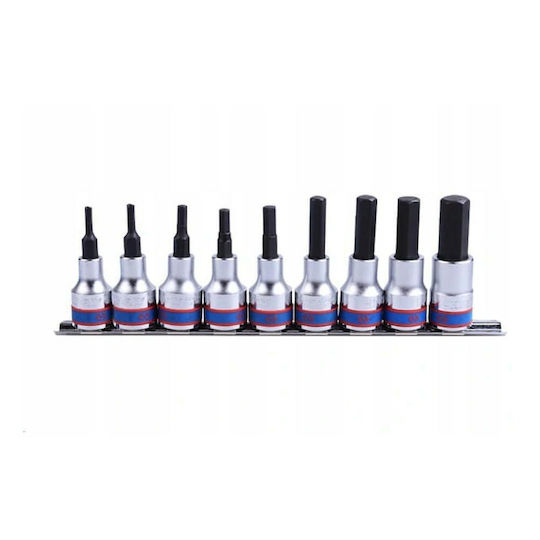 King Tony Lange Bit-Stecknüsse mit Bits Allen und Antriebsvierkant 1/2'' Set 9Stück