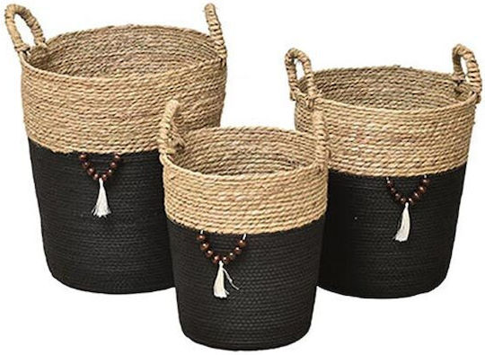 Set de coșuri decorative cu mânere Black 3buc