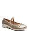 Kids Anatomic Leather Ballerinas PLIE' with Elastic Strap Gold