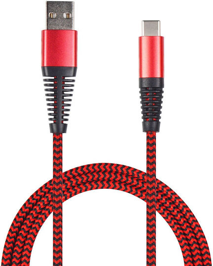 2GO Braided USB 2.0 Cable USB-C male - USB-A Κόκκινο 1m 795947