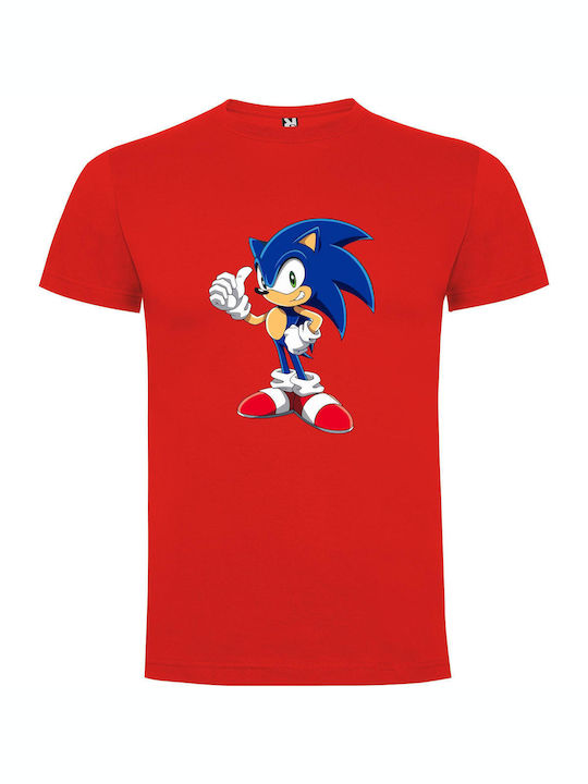 iLovePrints Sonic's Epic Portrait T-shirt Κόκκινο Βαμβακερό