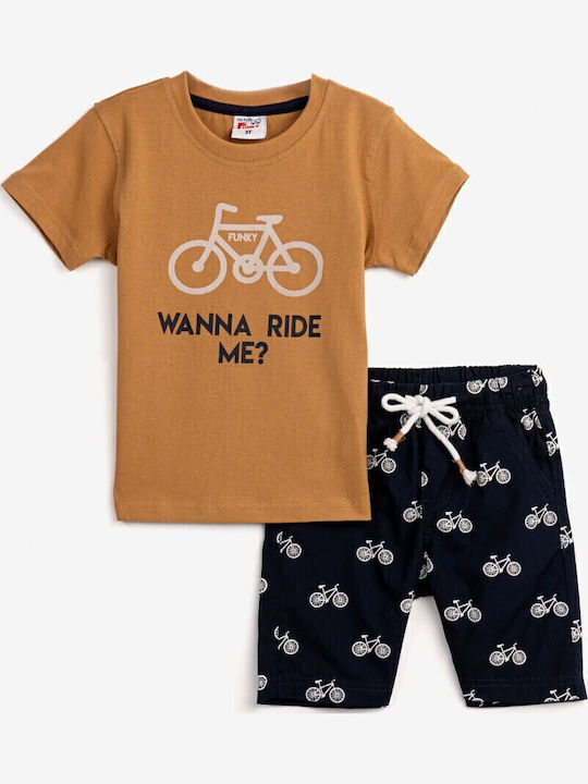Funky Kids Clothing Set with Shorts Almond Blue 2 Pieces
