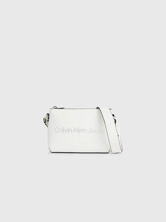 Calvin Klein Sculpted Camera Γυναικεία Τσάντα Χιαστί Λευκή