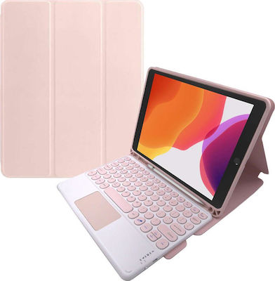 Alogy Umschlag Rückseite Leder mit Tastatur Englisch US Rosa Apple iPad 10.2 2019/2020/2021 7/8/9Gen
