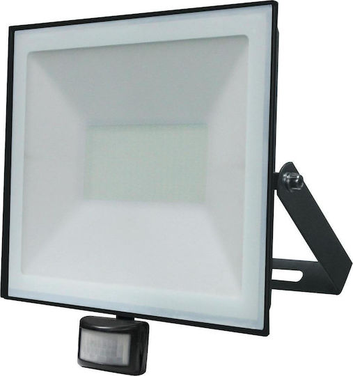 Volteno Στεγανός Προβολέας LED 100W Ψυχρό Λευκό 6400K με Αισθητήρα Κίνησης IP65