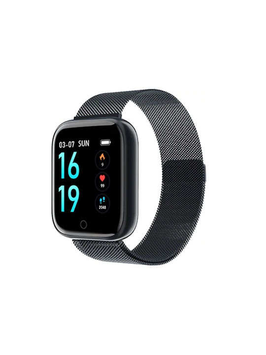 Kinder-Smartwatch mit Metallarmband Schwarz