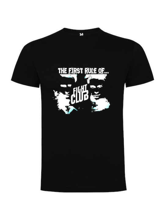 iLovePrints Fight Club's First Rule T-shirt Schwarz Baumwoll-