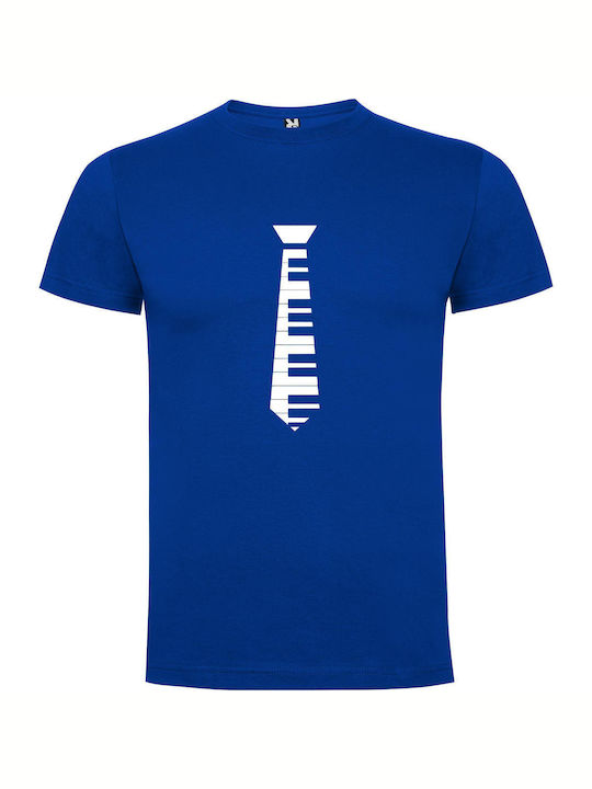 iLovePrints Musical Tie Elegance Tricou Albastru Bumbac