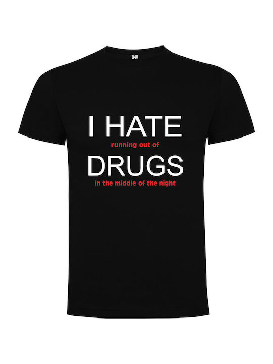 iLovePrints Midnight Drug Dilemma T-shirt Μαύρο Βαμβακερό