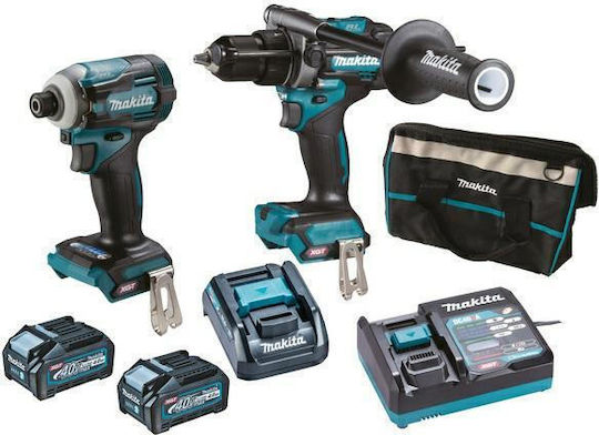 Makita Σετ Κρουστικό Δραπανοκατσάβιδο & Παλμικό Κατσαβίδι 40V με 2 Μπαταρίες 4Ah και Θήκη