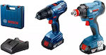 Bosch Set Drill Driver & Impact Driver 18V with 2 2Ah Batteries and Case