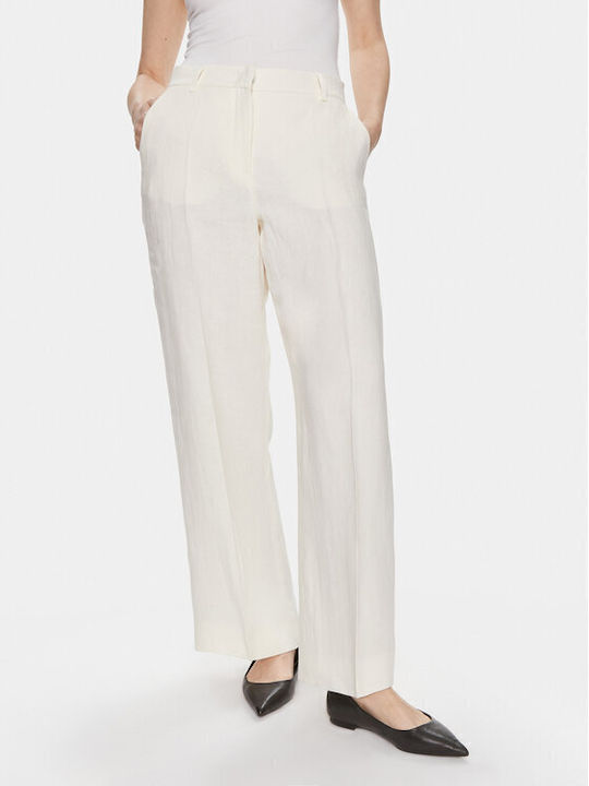 Weekend Maxmara Women's Fabric Trousers in Relaxed Fit White