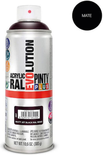Pinty Plus Spray Farbe Evolution Acryl mit Matt Effekt tiefschwarz RAL 9005 300ml