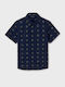 Kinder Hemd Kurzarm Marineblau