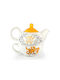 Just Funky Teapot with Cup Ceramic White 445ml