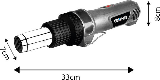 Graphite Πιστόλι Θερμού Αέρα 2000W με Ρύθμιση Θερμοκρασίας εως και 550°C