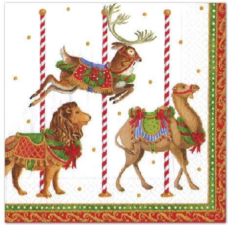 Caspari Set of Christmas Napkins L16.5xW16.5cm. 20pcs