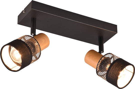 Trio Lighting Διπλό Σποτ με Ντουί E14 σε Μαύρο Χρώμα