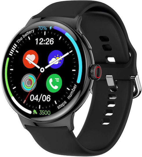 LinWear La99 Aluminium Smartwatch με Παλμογράφο (Μαύρο)